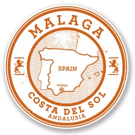 2 x 10cm Malaga Spain Vinyl Sticker Travel Luggage Tag Flag Map Laptop Fun #6492 (10cm x 10cm)