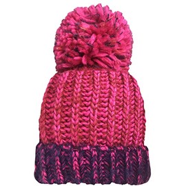 RockJock Unisex Mens Ladies Supersoft Warm Cosy Melange Colour Rib Knitted Winter Beanie Hat with Pom Pom