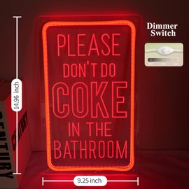 Britrio Please Dont Do Coke in the Bathroom LED Neon Sign Bedroom Bathroom Dorm Living Game Room Bar Store Wall Art Decor Sign Birthday Party Christmas Gifts 5V USB Indoors Red