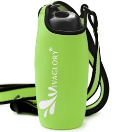 VIVAGLORY 25oz Stainless Steel Water Bottle & Neoprene Bottle Carrier Combo, Dog Drinking Bottles and Water Bottle Holder, Great for Hiking & Traveling with Pets