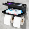 Toilet Paper Holder with Shelf Wall Mount, Adhesive Double Toilet