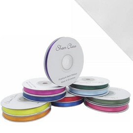 25M Single roll of Double Faced Satin Ribbon 3mm, 6mm, 10mm, 16mm Widths (White, 6mm)