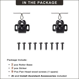 Keenkee 2 PCS Cabinet Latch Double Roller Catch Hardware for Cupboard Closet Cabinet Door Latches and Catches, Black Nickel