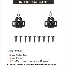 Keenkee 2 PCS Cabinet Latch Double Roller Catch Hardware for Cupboard Closet Cabinet Door Latches and Catches, Black Nickel