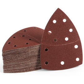 Shawya 50 PCS Mouse Sander Sandpaper for Mouse Sander 11 Hole Detail Sandpaper Sanding Paper 80 Grit Hook and Loop Sander Pads Triangular Sanding Sheets Abrasive Sanding Paper