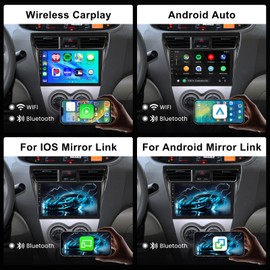 [2GB+64GB] Car Stereo for Toyota Vios Yaris 2007-2014 Android Head Unit, Wireless Carplay Android Auto Mirror Link, 9 Inch Touch Screen Car Radio GPS,Bluetooth, WiFi, FM RDS Radio,BT/SWC/EQ