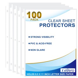100 Pack Clear Sheet Protectors, 8.5 x 11 inch Page Protectors for 3 Ring Binder,Top Loading Paper Protector for Documents and Photos,Letter Size