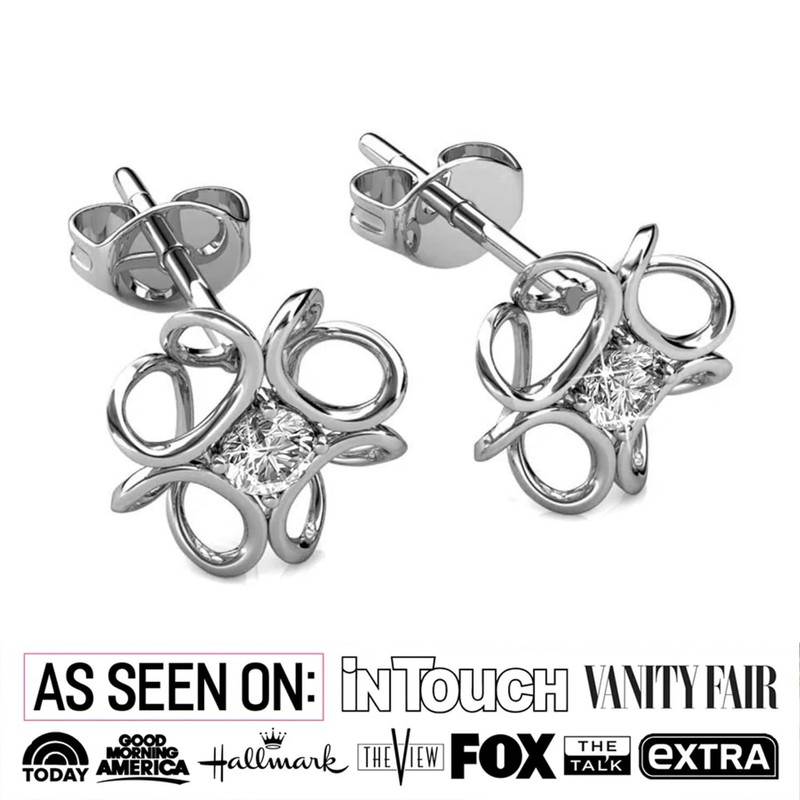 Cate & Chloe Alexis 18K White Gold Stud Flower Earrings