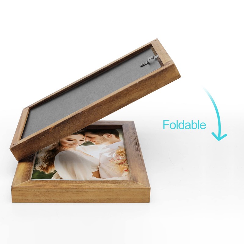 Janreefan Double Vertical & Horizontal Picture Frames Hinged Folding Rustic