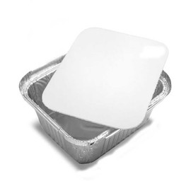 PRECIOUS LONDON Aluminium Foil Food Containers with Lids, 50 Pack, Premium Quality Trays for Meal Prep, Baking and Storage, Eco-Friendly Takeaway Solution 130 x 100 x 40mm (No. 2)