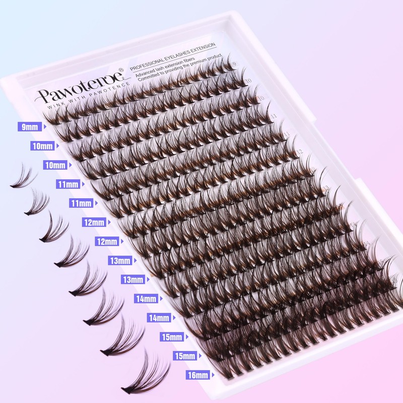 Pawotence Lash Extension Kit DIY 280pcs Brown Lash Clusters Eyelash