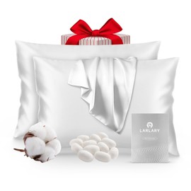 Larlary Silk Cushion Cover - 90% Silk, 10% Cotton, for Cushion Cover, Soft and Hypoallergenic (2, White, 40 x 60 cm)