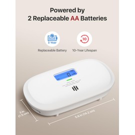 X-Sense X-Sense Carbon Monoxide Detector, Replaceable Battery Powered CO Alarm with Digital Display, Portable Carbon Monoxide Detector for Travel, XC0C-SR, 1-Pack