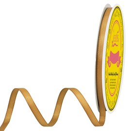 LEEQE LEEQE Old Gold Grosgrain Ribbon 1/4 inch X 50 Yards Old Gold Ribbon for Gift Package Wrapping Wreath Baby Shower and Other Projects