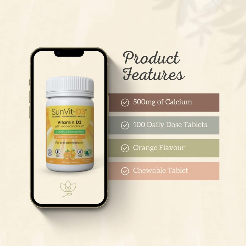 Chewable Calcium 500mg with Vitamin D3 200IU (100 Orange Tablets)