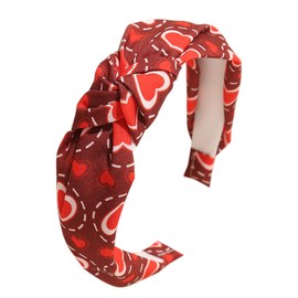 Valetine’s Day Headbands Red Heart Hair Bands for Women Red Knotted Headband for Girls Love Heart Hair Twist Widened Headwear Anniversary Headpiece Wedding Valentine’s Party Hair Accessories 1Pcs