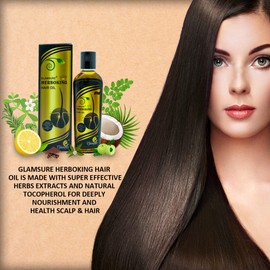Glamsure Herboking Hair Oil For Control Hair Fall And For Soft and Strong Hair|Enriched With 12 type of Herbs,Vitamin E, Rosemary Essential oil(100ML)