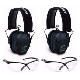 Walker’s (2) Razor Slim Electronic Hearing Protection Muffs with Sound Amplification and Suppression and (2) Shooting Glasses Kit