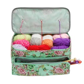 Knitting Storage Bag, SUNJULY Portable Crochet Yarn Storage Bag Organizer with Holes Knitting Bag Prevent Tangling Totes