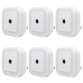 SHIYUGSC 6pcs LED Night Light Plug-in Smart Dusk to Dawn Sensor Night Lights for Bedroom Bathroom Hallway Toilets Stairs Kitchen,Compact Nightlights Cool White