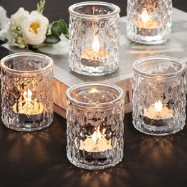 NITIME Clear Votive Candle Holders Set of 24, Tealight Candle Holder for Wedding Table Decor, Glass Candle Holder for Brithday Party, Table Centerpiece and Home Decor