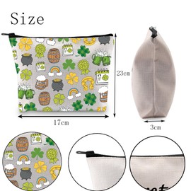 POFULL St. Patricks Day Cosmetic Bag Be Irish Shamrock Pouch Paddy’s Day Gift Lucky Charm Makeup Bag (Si ye cao)