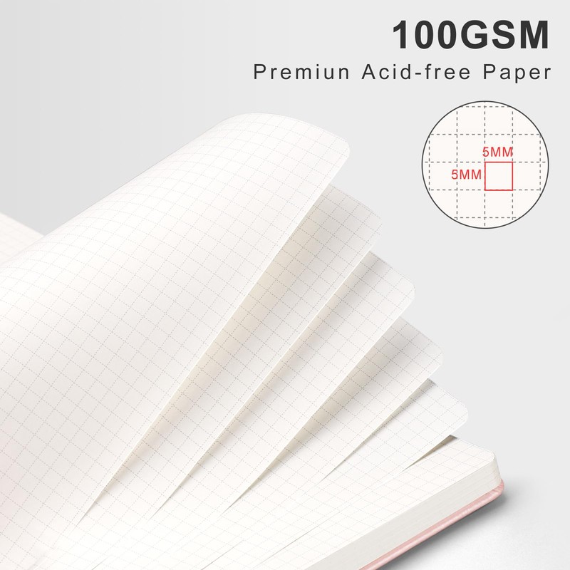 AHGXG Graph Paper Notebook, 140 Pages, B5 (7.6" x 10")