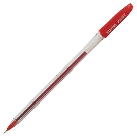 SUPRA Fast Ballpoint Pens Comfort Grip Clear Writing Office School Value Pack (10 x 0.7mm Long Point Fine RED Ball Pens + 1 x ZOFAX Ball BLACK Pen)