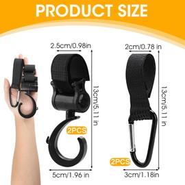 Pack of 4 Pushchair Hooks, Non-Slip Stroller Hooks, Bag Holder with Non-Slip Function - Practical Pram Accessories for Convenient Transport of Shopping, Changing Utensils