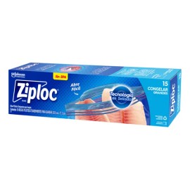 Bolsas de Plstico Reutilizables Ziploc para Congelar con Doble Cierre, 1 Paquete con 15 Bolsas de Tamao Grande                                        