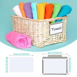 Basket Bin Labels Clips Label Holders Stainless Label Holders Removable Metal Bin Clips with Replacement Papers for Labeling, Classification, Induction (30 Pack)