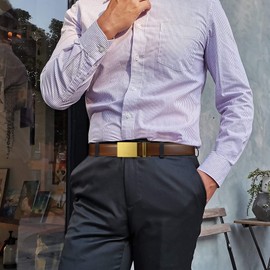 Nelbons Men's Belt width 3.0cm 1 1/8 inch, Leather Ratchet Belt for Men with Slide Buckle,Trim to Fit