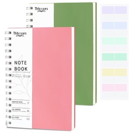 2 Pack A5 Spiral Notebook, 400 Pages Notepad Wirebound Notebook, 100GSM Thick Paper for Women Men Office School, PVC Hardcover, 14.5 X 21 cm (Pink & Green)