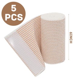 Compression Bandage Wraps Pack of 5 Self Adhesive Athletic Stretchable Cohesive Elastic Bandages Wrap 6 Inch with Self-Closures for Sports Protection for Wrist, Ankle Sprains, Swelling
