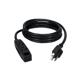 QVS 3-Outlet 3-Prong 25ft Power Extension Cord, Black (PC3PX-25)