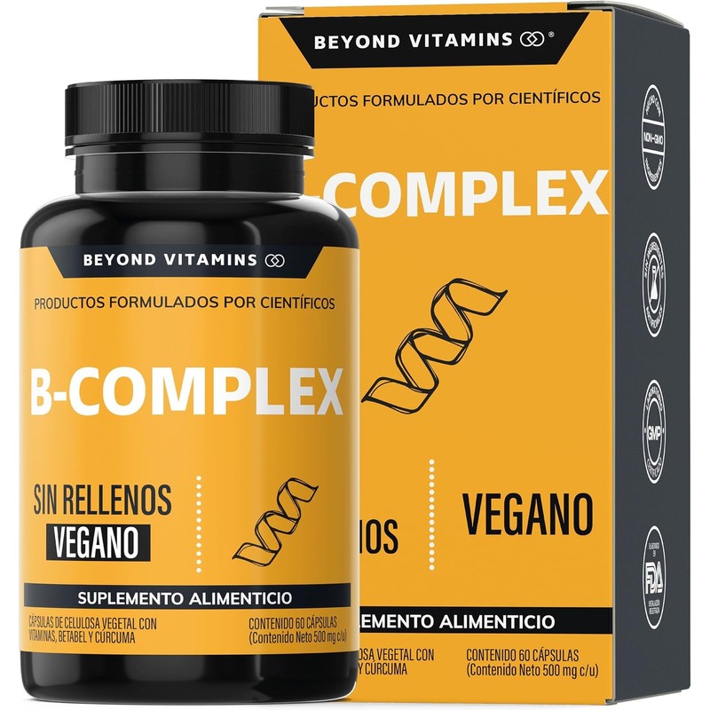 B-Complex Vitaminas Complejo B Premium 100 Vegano Sin rellenos Suplementos