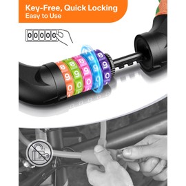 Sportneer Bicycle Lock Combination Lock with Numbers and High Security Level Chain Locks Bicycle 5-Digit Resettable Wheel Barrier with Chain Made of Hardened Steel 6 mm x 100/110/120 cm