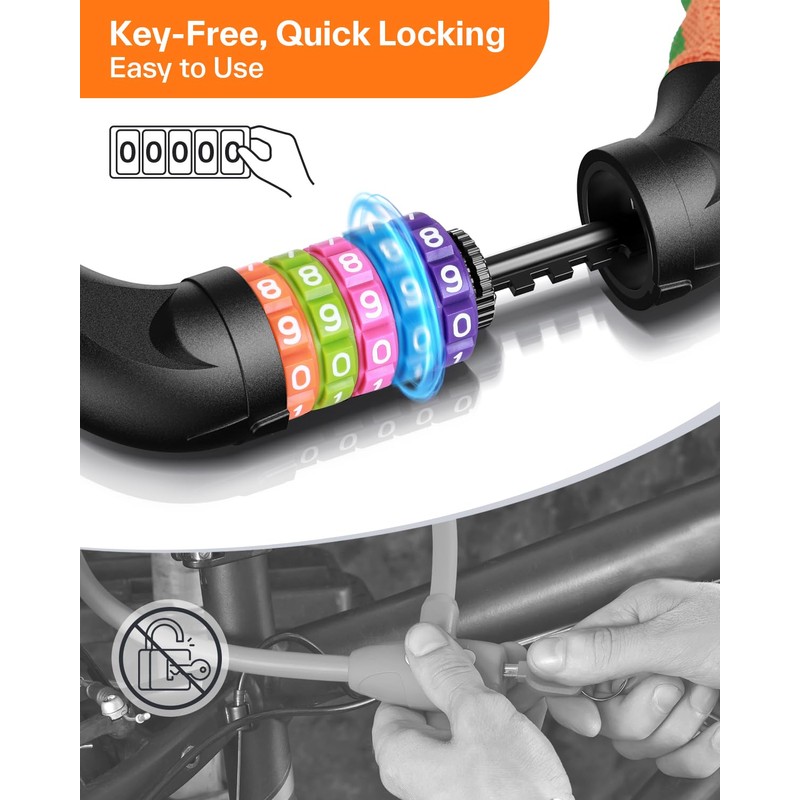 Sportneer Bicycle Lock Combination Lock with Numbers and High Security