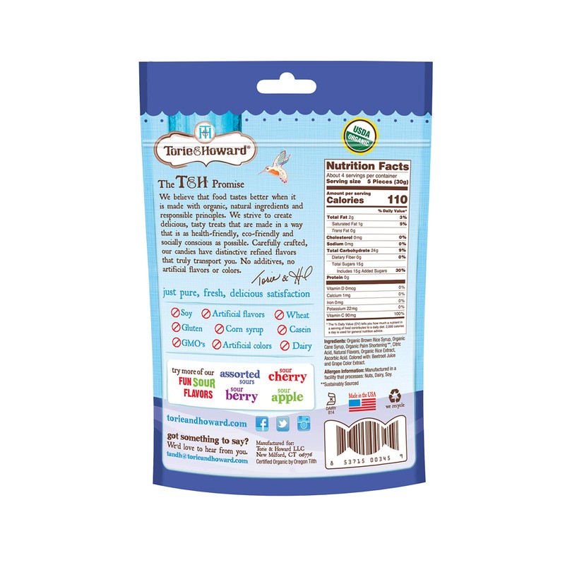 Torie and Howard Chewie Fruities, Sour Assorted Flavors, 4 Ounce