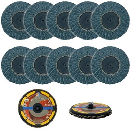 WA 10PACK - 3'' inch 40# Quick Change Roll Lock Mini Zirconia Flap Discs, Grinding & Sanding Wheels, Removing Rust, Blending, General Stock Removal, T27 Flat (GRIT 40#)