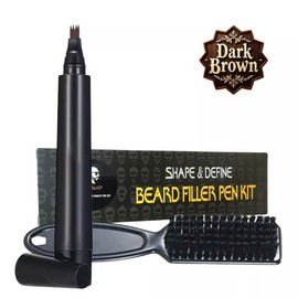 Beard Filler Pen kit Dark Brown Beard Pen with Brush Waterproof and Sweat Proof