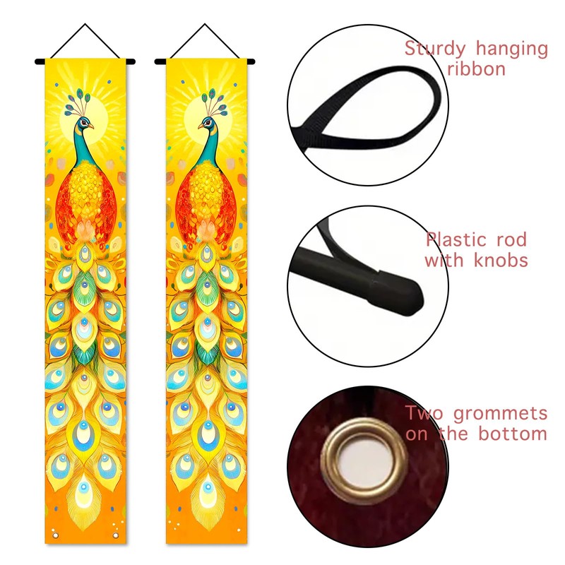 Peacock Outside Front Door Banners 12x71 Inches Polyester