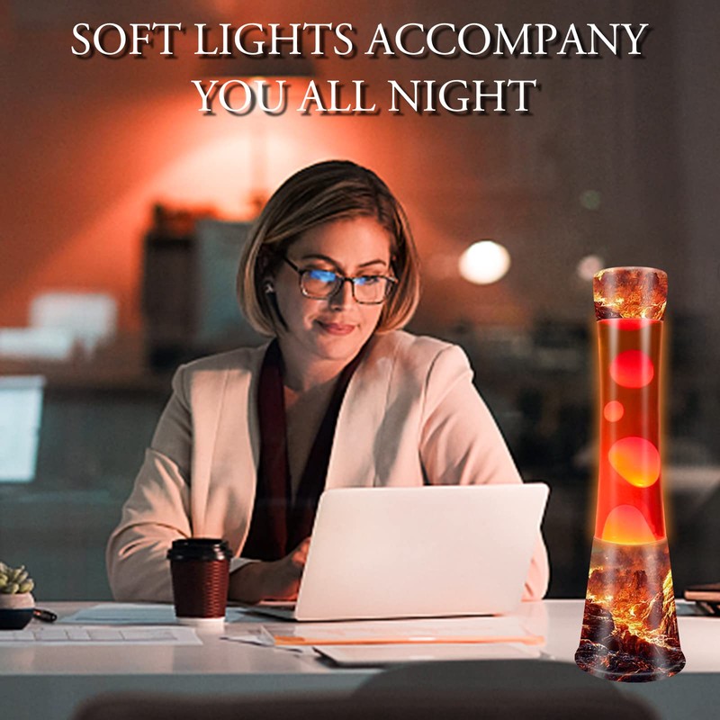 BAOYIKU Motion Light, 16inches Volcano Lamp with Orange Liquid Red
