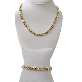 valdiviajewery #1874 14k Gold Plated Women's Choker Set with XOXO Style Bracelet