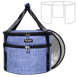 Arineng Pie Carrier, Hard-Sided Design, Insulated Bag For Casseroles, Round Insulated Cooler, Pie Tray With Lid And Handle For Hot And Cold Food Casserole Trays (Purple)