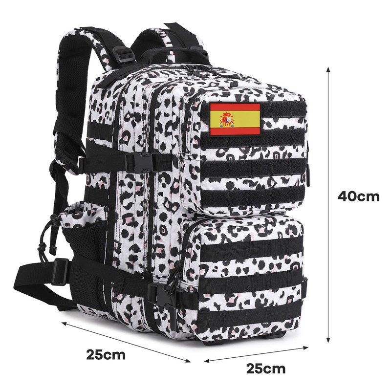 Delgeo Military Backpack, 25L Leopard Print