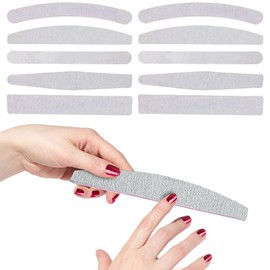 Pack of 10 Nail Files for Gel Nails, Professional Nail File, 100/180 Files for Gel Nails, 5 Shapes, Nail Files Set, Nail Buffer Block for Natural Nails and Gel Nails, Wear-Resistant, Washable