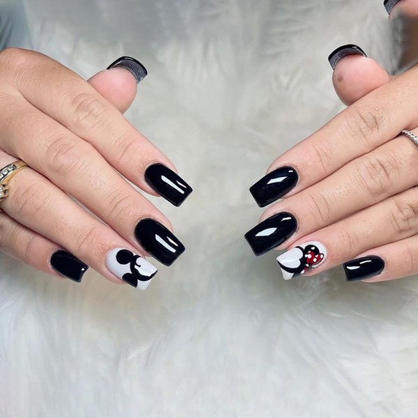 EYZOTSF Press on Nails Square Shaped Glossy Full Cover Acrylic