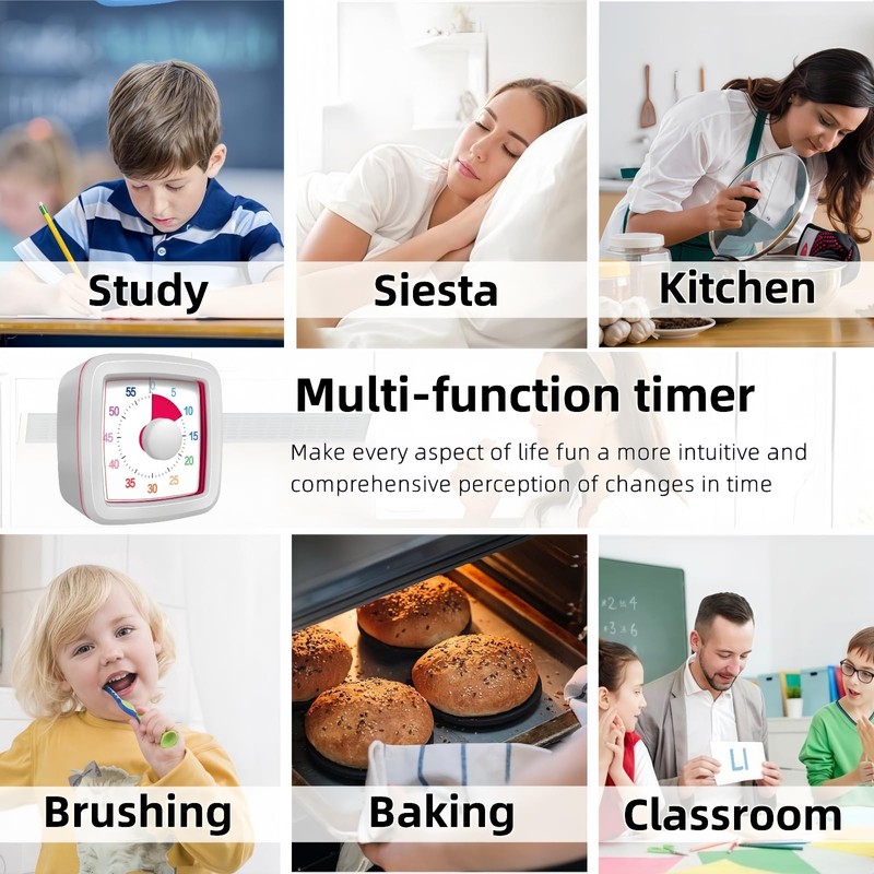 60 Minute Visual Timer for Kids and Adults, Non-Ticking 5.5