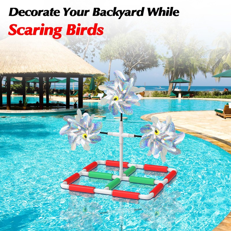 Pool Bird Deterrent, Floating Reflective Windmill Bird Scare Devices, Keep